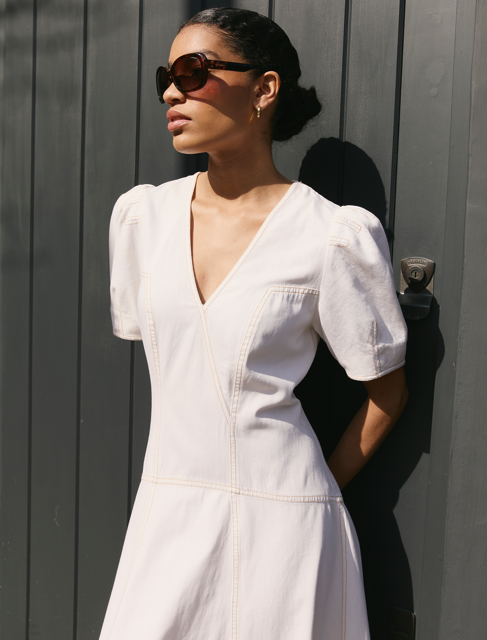 Robin Denim Maxi Dress - White - Image 2