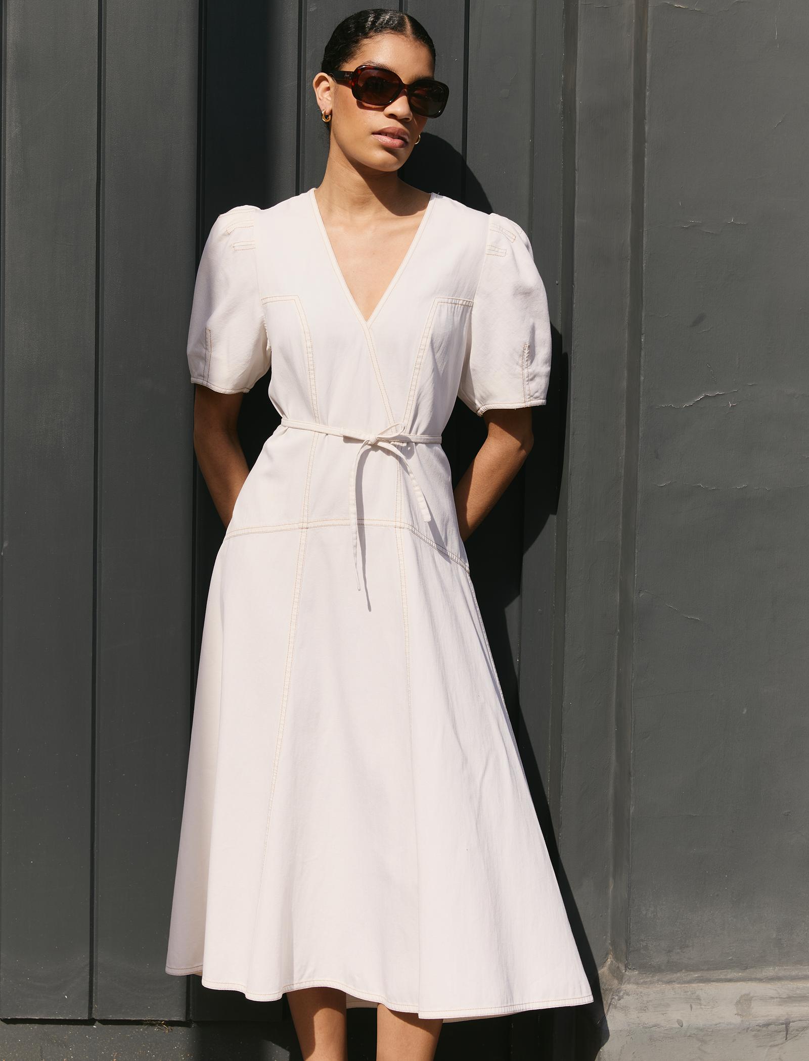 Robin Denim Maxi Dress - White - Image 4