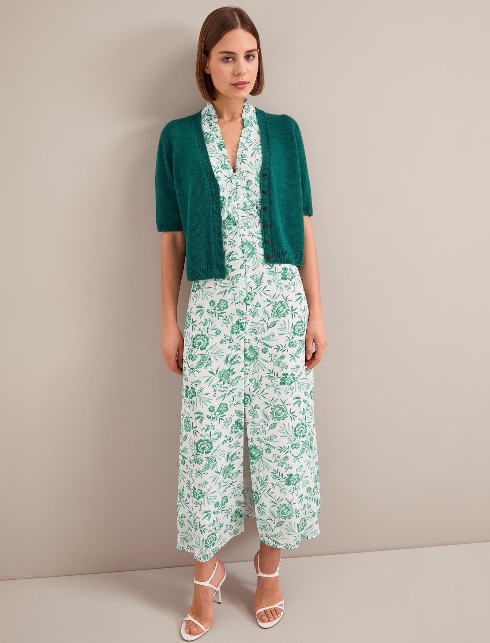 Liliana Cotton Blend Maxi Dress - Green Palm Floral Print - Image 12