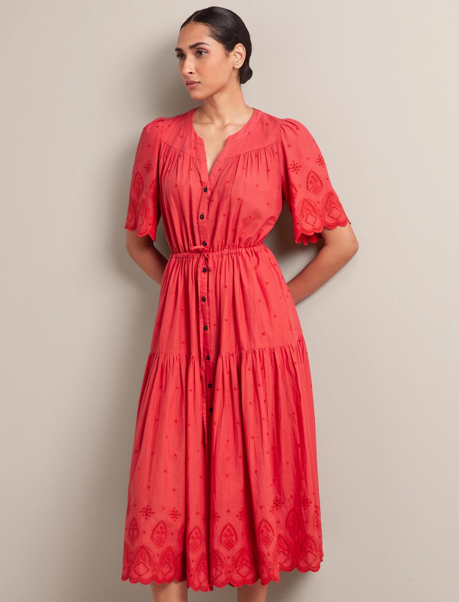 Nicole Organic Cotton Maxi Dress - Coral - Image 4